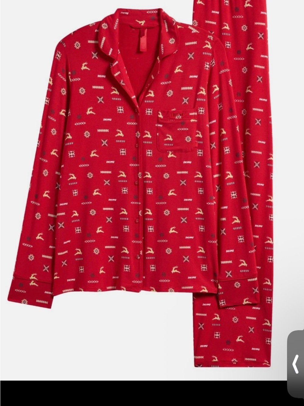 SKIMS Red Holiday Reindeer Pajama Set